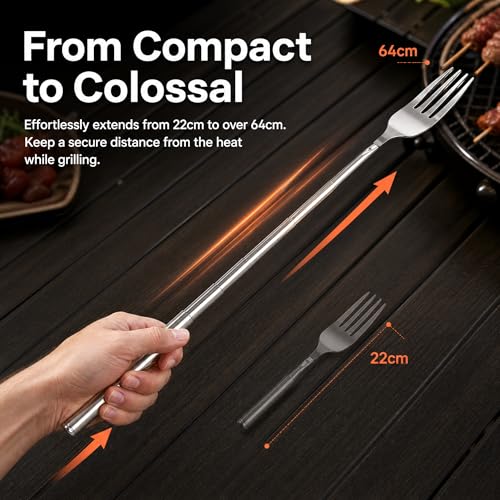Extendable Telescopic Fork - 8.7 to 25.4 Inch Stainless Steel Cutlery