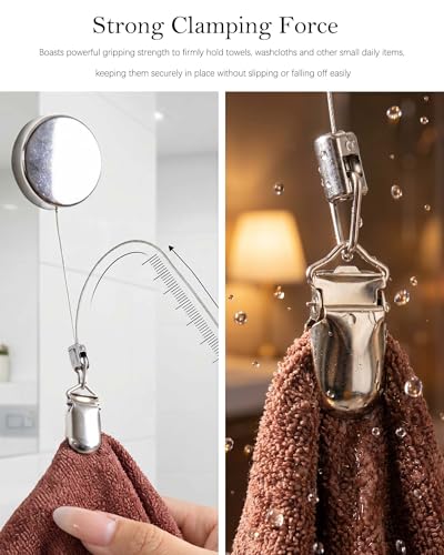Retractable Towel Clip Holder - Zinc Alloy Kitchen & Bathroom Use