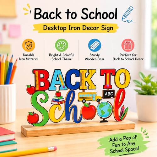 Back to School Metal Table Decoration - First Day of School Desk Sign