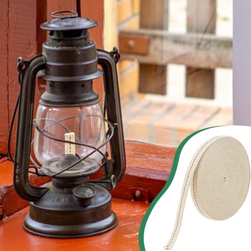 32.8ft Cotton Oil Lamp Wick - 1/2 Inch Replacement for Kerosene & Paraffin Lanterns