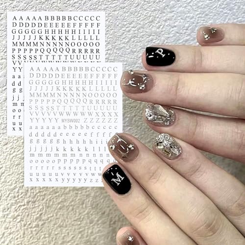 Letter Nail Art Stickers 10 Sheets Self-Adhesive English Alphabet Decals