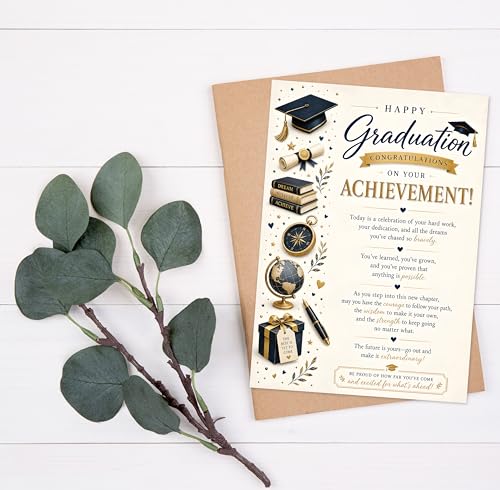Premium Graduation Card with Envelope | 5x7 Design for Him or Her