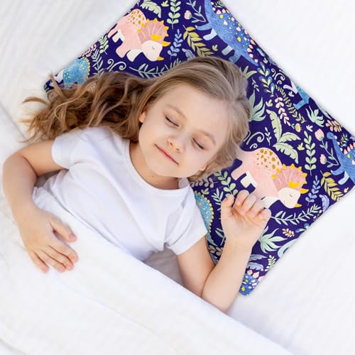 Pea Pod Dinosaur Toddler Pillowcase Set - 13x18 Inch Soft Milk Silk (2 Pack)