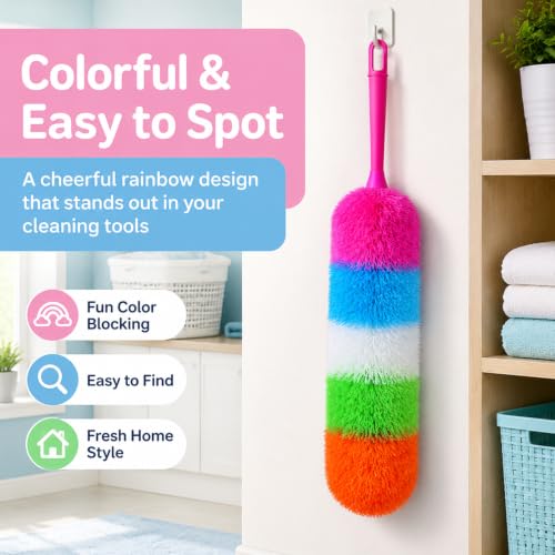 20-Inch Rainbow Microfiber Hand Duster for Home, Office & Car