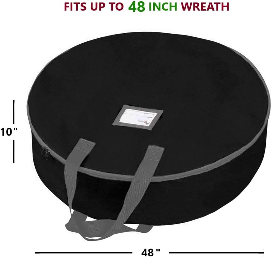 Primode Heavy Duty Christmas Wreath Storage Bag - Extra Large 48" | Durable 600D Oxford Polyester (Black)