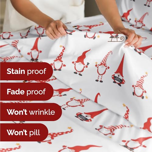 CGK Unlimited Holiday Gnomes Red Bedding Set Twin XL - Christmas Sheets