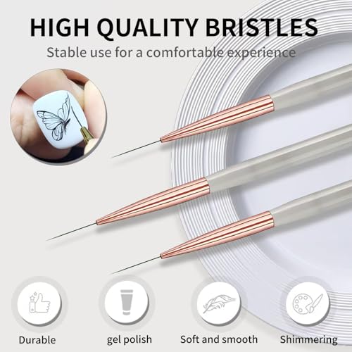 5-Piece Ultra-Fine Nail Liner Brush Set for Art Detailing & French Tips
