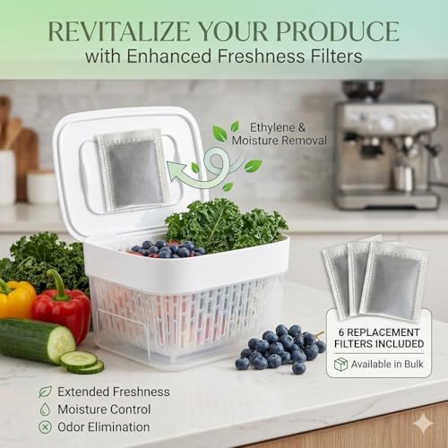 Green Piece Replacement Filters for OXO GreenSaver Produce Keeper - 6 Pack
