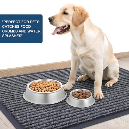 OLANLY Heavy-Duty Indoor Outdoor Doormat, 29.5" x 17" Grey Stripe Mat
