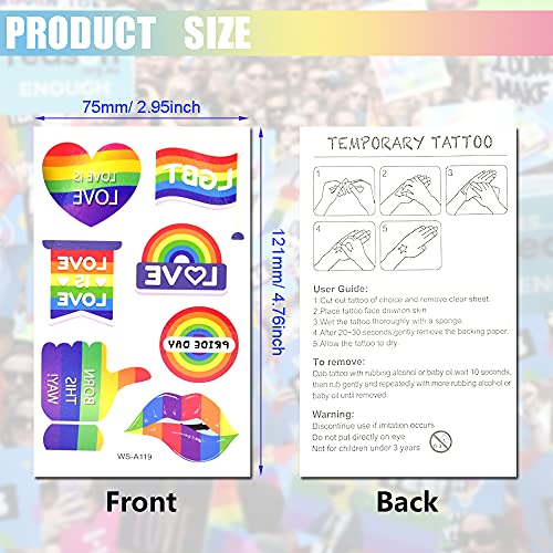 Rainbow Temporary Tattoos 10 Sheets Pride Parade Body Art Stickers