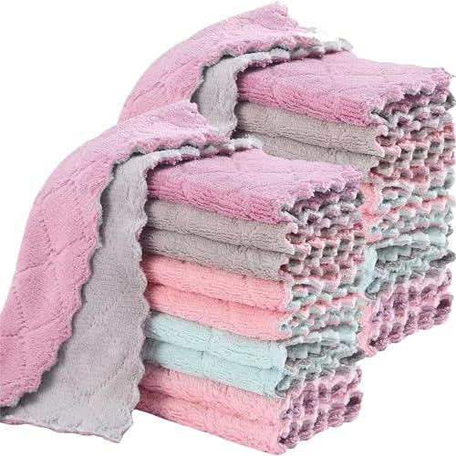 MISSJOJIAY 20 Pack Ultra Absorbent Coral Velvet Kitchen Towels