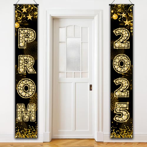 Class of 2025 Graduation Door Cover Banners - Gold Prom Decorations Set