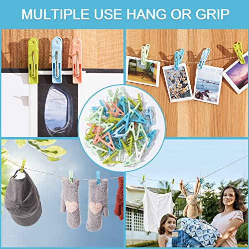 Heavy Duty Plastic Clothes Pins - 50 Pack with Mesh Bag for Laundry