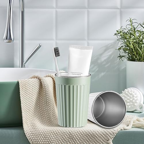 Elivida Reusable Green Stainless Steel Toothbrush Cup Holder