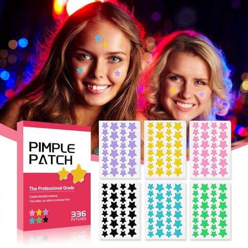 TIKIYOUN Star Pimple Patches 336 Count Cute Colorful Acne Hydrocolloid Stickers