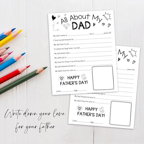 Father's Day Fill-in Questionnaire & Coloring Cards, 5 Pack