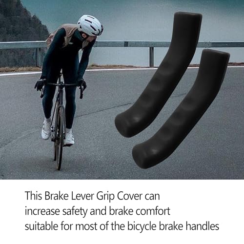 2 Pairs Bicycle Brake Lever Grip Protector Cover, Non-Slip Brake Lever Grip, Silicone Sleeve Universal Brake Protection Handle Cover for Bicycle, Cycling, Road/Mountain Bikes, Black
