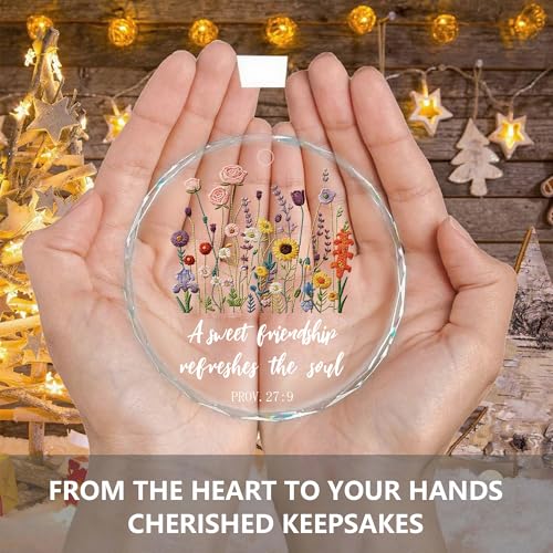 Christian Friendship Ornament - Proverbs 27:9 Glass Gift for Best Friends