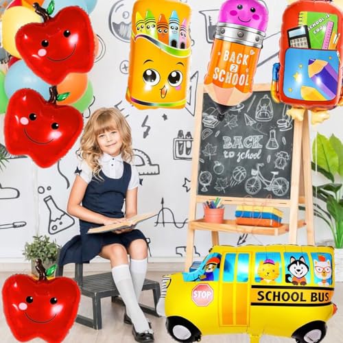 Back to School Balloon Set - School Bus, Crayon, Pencil & Welcome Decorations