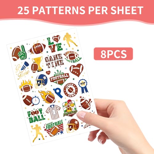 Football Temporary Tattoos Game Day Party Favors 8 Sheets