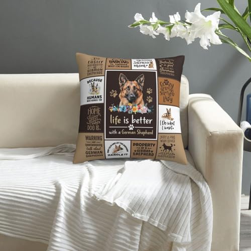 German Shepherd Mom Throw Pillow Cover 18"x18" - BN-GSD