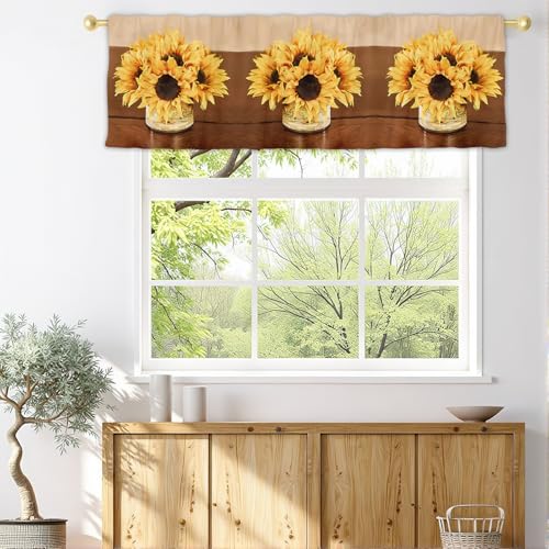 Vintage Floral Rod Pocket Valance Curtain 54x18in for Living Room