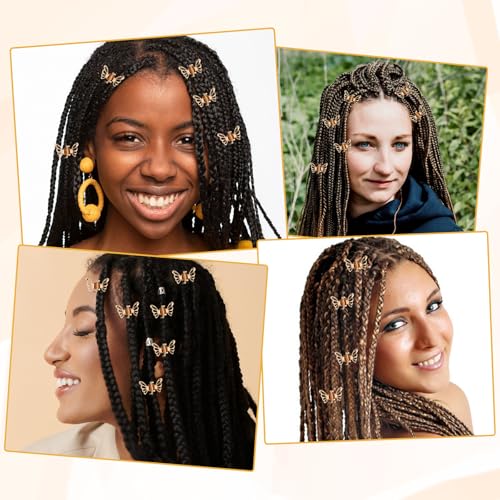 30Pcs Gold Metal Butterfly Hair Clips Mini Claw Clips for Braids