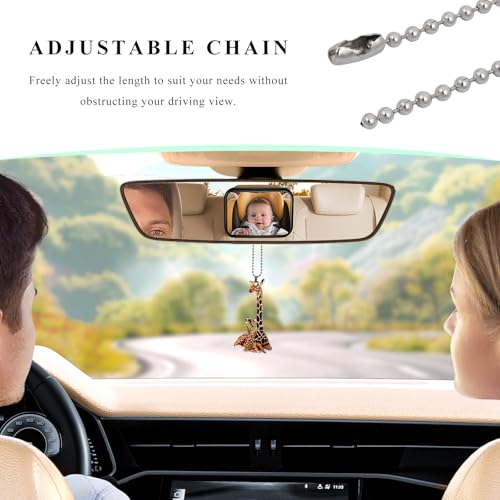 Acrylic Giraffe Rear View Mirror Pendant - Fun Car Decoration