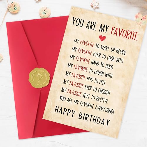 Romantic Birthday Card for Husband Wife, Premium Linen Card ZN416