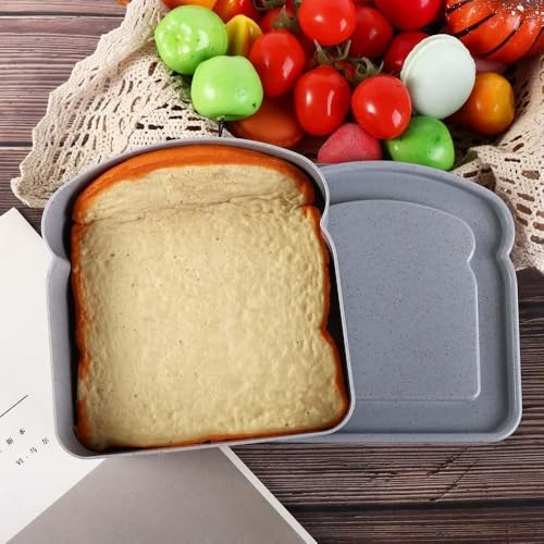 Pink Toast-Shaped Sandwich Container with Lid for Food Storage