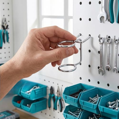 5-Pack Pegboard Screwdriver Holder - Double-Ring Tool Organizer Hooks