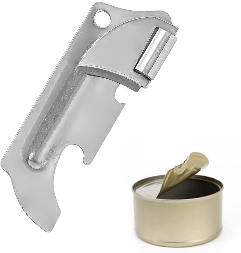 Tustao Stainless Steel Folding Can Opener and Bottle Opener Keychain