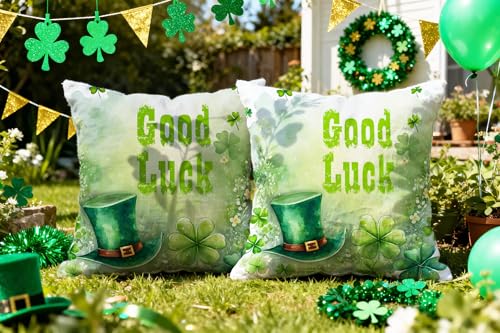 St. Patrick's Day Throw Pillow Covers 16x16 Inch Shamrock Clover Cases 2 Pack