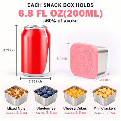 Qukaka Soft Warm Stainless Steel Snack Containers 6.8oz 3-Pack