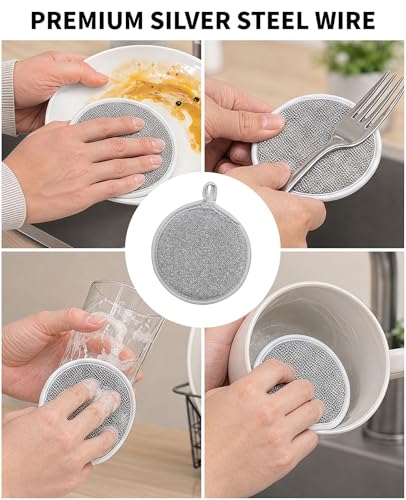 Geyynow 3PCS Reusable Rubber Dishwashing Gloves & Dish Rags Set