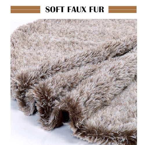 48 Inch Brown Faux Fur Christmas Tree Skirt - Plush Holiday Decor