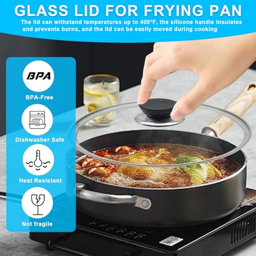 8 Inch Tempered Glass Lid for Frying Pan with Stainless Steel Rim