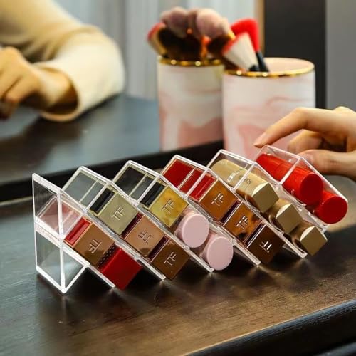 Acrylic Lipstick Organizer - 16-Slot Stackable Clear Makeup Holder