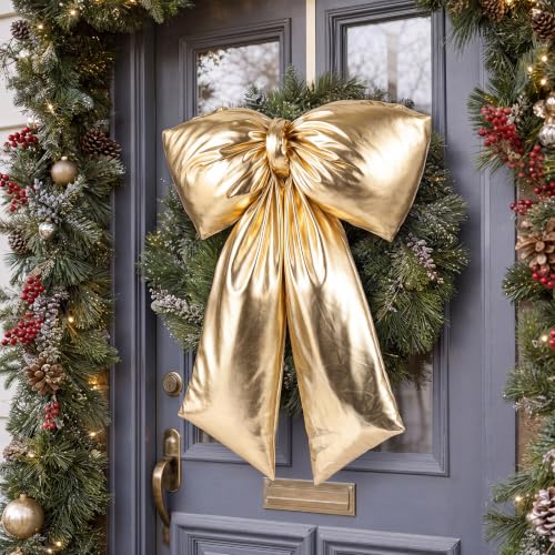 Giant Christmas Bow Tree Topper - 20 Inch Gold Holiday Decor