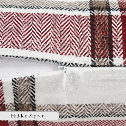 Farmhouse Christmas Tartan Lumbar Pillow Cover 14x36 Pack of 1 - Red Plaid Decor
