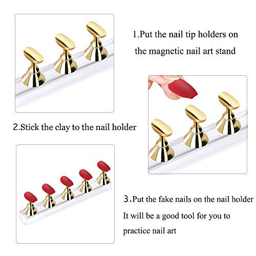 Etercycle Magnetic Nail Practice Stand Holder with Adhesive Putty Gold