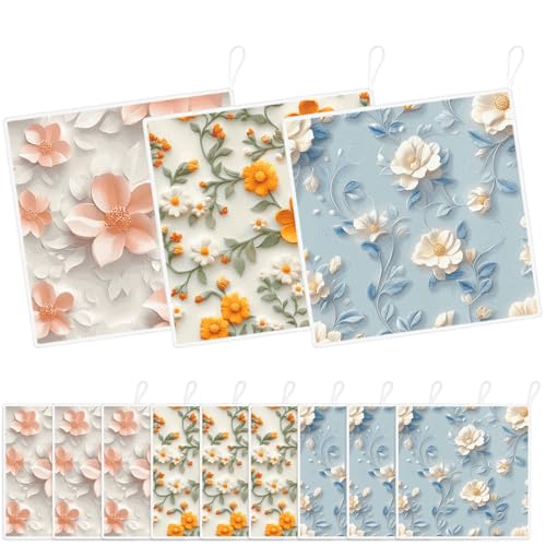 Reusable Microfiber Kitchen Dish Cloths - 6-Pack with Hanging Loops