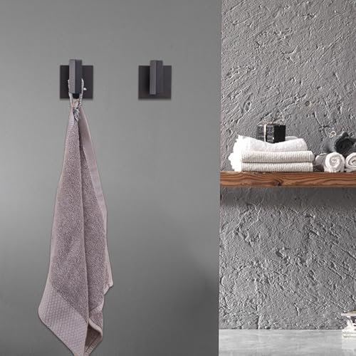 TVEDX Matte Black Stainless Steel Square Towel Hooks - 2 Pack