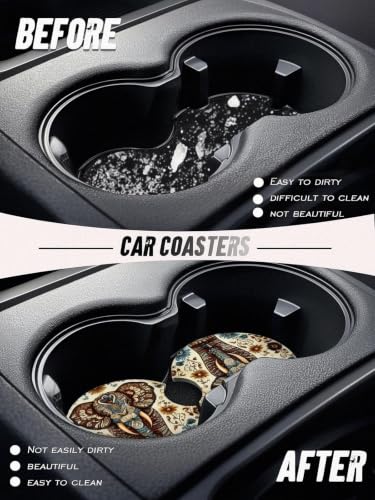 Cute Elephant Car Coasters - 2 Pack, 2.75 Inch Anti-Slip & Absorbent