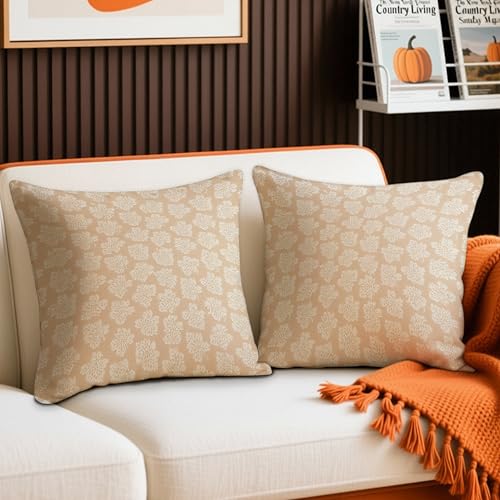 Vintage Floral Pillow Covers Set of 2 - 18x18 Soft Flannel
