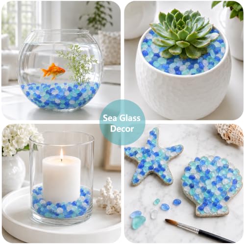 Frosted Sea Glass Stones - 0.9LB Decorative Pebbles for Crafts & Decor