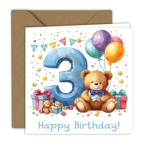 Cute Bear Birthday Card for Boys – Happy Birthday Toddler Card