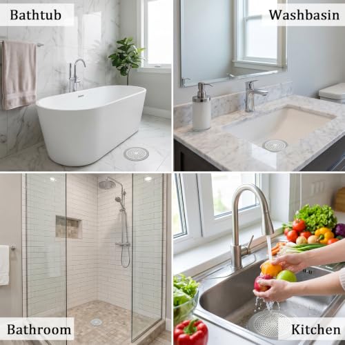 Universal Shower Hair Drain Catcher - 5.7 Inch Stainless Steel Strainer