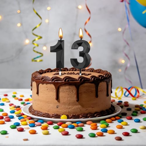 3D Number 13 Birthday Candles - Diamond Shape Cake Toppers