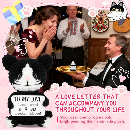 Handmade Crochet Black Cat Gift for Couples | My Love Reminder